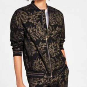 Black and Gold Floral Bomber Jacket